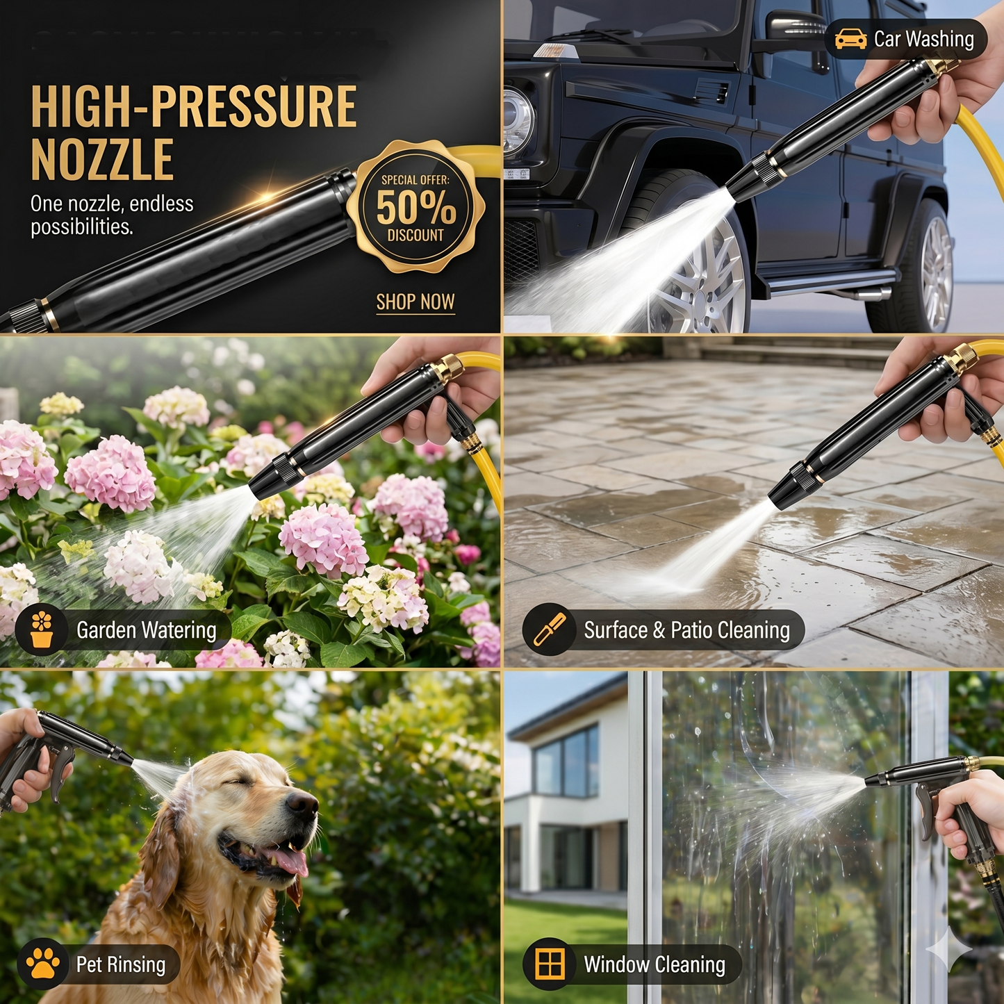 🚗LAST DAY 50% OFF ✨Powerful High-Pressure Home Car Wash & Garden Sprayer