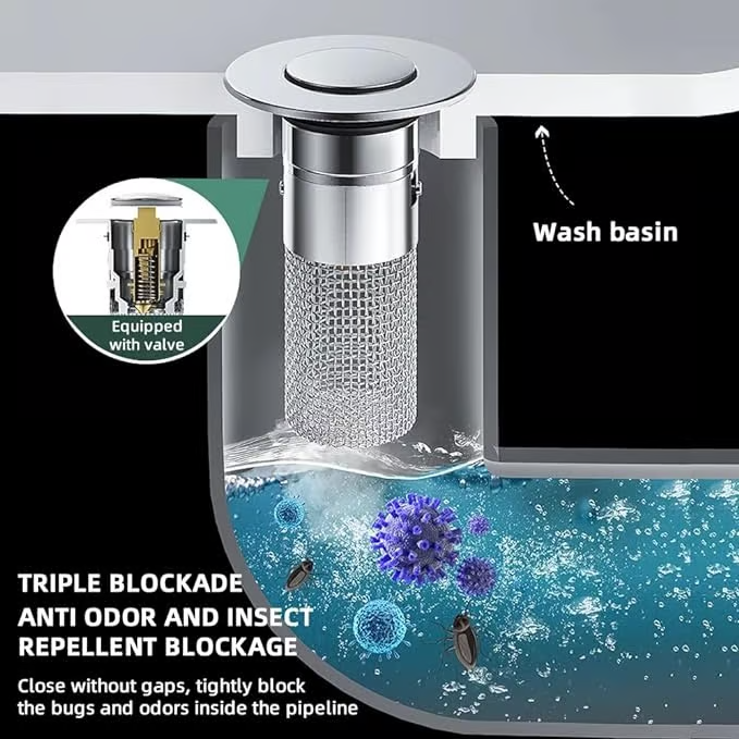 🏆Last Day Promotion 69% OFF🏆Pop Up Sink Drain Strainer----🛀Removes odors and prevents blockages